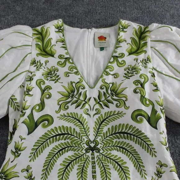 Farm Rio Dress Womens Small Milani Printed Linen Mini Tropical Boho Chic Playful - Picture 5 of 15